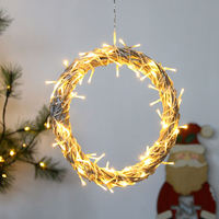 Fournitures de fête à thème de festival décorations de noël 60L led paillettes couronne en rotin décoration de maison motif lumière féerique