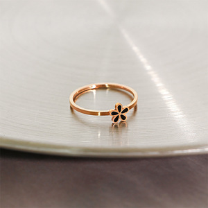 Cincin kekasih wanita, Zhongzhe baru, emas mawar, cincin baja tahan karat, mode sederhana, kepribadian wanita - Product Image 3