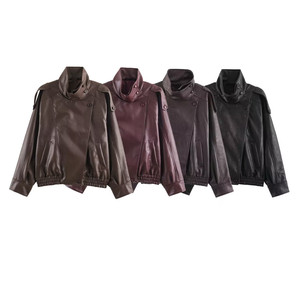 UNIZERA – Nouvelle <span class=keywords><strong>veste</strong></span> décontractée ample en PU à col montant et manches longues pour <span class=keywords><strong>femme</strong></span>, collection <span class=keywords><strong>été</strong></span> 2026, modèle 4341842 - Product Image 1