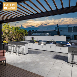 Gabinetes de Exterior de Lujo Personalizados BALOM, Acero Inoxidable 304, Gabinetes de Cocina Modulares Modernos para Exteriores, Resistentes a la Intemperie, con Fregadero y Mesa - Product Image 1