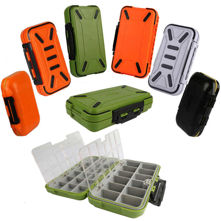 12 tackle box Flambeau Maximizer piece set that includes a thermoformed base with 12 cavities (3 x 4) and a patent Double Sided Fishing Tackle Box