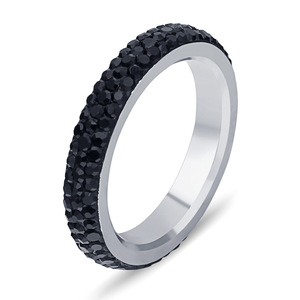 Women's Stainless Steel <b>Ring</b> 6MM Micro Pave <b>Diamond</b> Encrusted Wedding Jewelry Fashion <b>Rings</b> - Product Image 3
