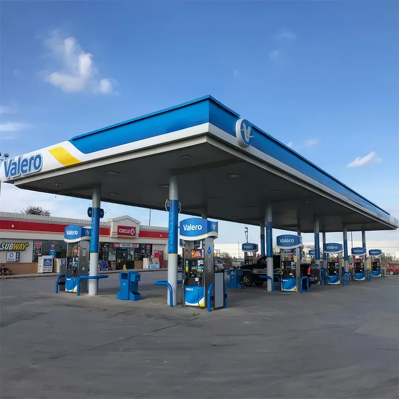 Produttore stazione di servizio chiosco benzina in alluminio stazione di rifornimento di carburante soffitto Mini stazione di benzina pilone segno per il centro commerciale