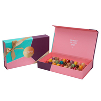 Boîte d'emballage de Macarons alimentaires magnétiques de luxe, emballage en papier, truffe, chocolat, 12 Macarons, avec Inserts en plastique