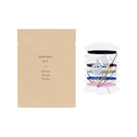 Kit de couture hôtelier ECOWAY en gros, format voyage, portable, à usage unique, mini, jetable, 6 fils, 1 aiguille, 2 boutons, 1 épingle de sûreté