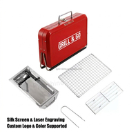 Barbecue portable au charbon de bois, style valise, pliable, pour camping et pique-nique en extérieur, mini-grill, prix d'usine