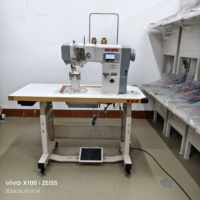 Machine à coudre industrielle à double aiguille JN5-2 à alimentation par rouleaux, type bouton, pour chaussures