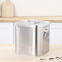 Conteneur de stockage alimentaire hermétique en acier inoxydable pour grains de café, farine, riz, noix et nourriture pour oiseaux sauvages avec couvercle à boucle