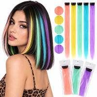 Extensions de cheveux à clipser arc-en-ciel pour filles, longues mèches synthétiques colorées, accessoires de cheveux multicolores pour fêtes, pour enfants et femmes
