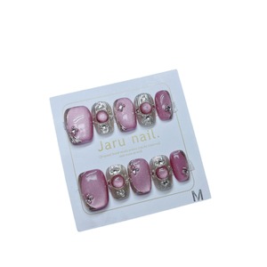 Uñas Postizas Blancas de Alta Gama Sunshine Rose Buchelati Hechas a Mano con Diseño de Diamantes de Imitación - Product Image 4
