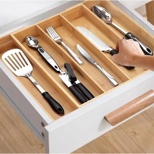 Bamboo <b>Drawer</b> Organizer Expandable Rectangular Single Tier Tableware <b>Storage</b> <b>Box</b> 33x15x85cm - Product Image 3