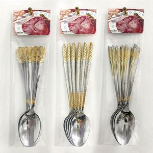Ensemble de couverts en acier inoxydable avec manches plaqués or, couteaux, fourchettes, cuillères pour banquet, mariage, fête - Product Image 2