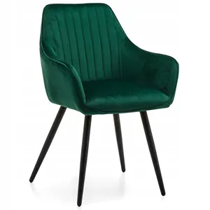 China manufacturer wholesale cheap luxury green Vertical lines velvet fabric dining chairs
