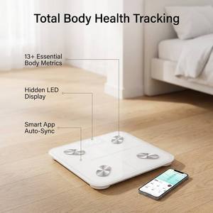 Nouvelle conception de pèse-personne intelligent avec affichage LED caché pour la maison, 13+ métriques, Bluetooth, avec application de suivi de la santé - Product Image 2