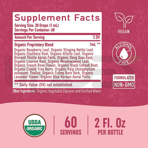 Gotas líquidas de equilibrio de hormonas orgánicas para mujeres con Black Cohosh Chasteberry y ortiga urticante Menopasia, sofocos y alivio del período - Product Image 2