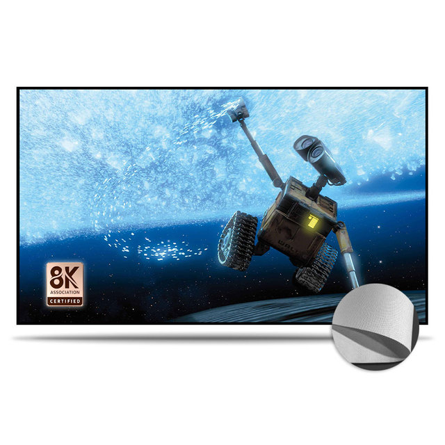 VisualMr Acoustically Transparent Fabric Woven White Projection Screen Aluminum Alloy Flocking Fixed Frame Wall-Mounted 72-230