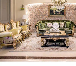 Gaya Eropa royal Victoria antik klasik beludru hijau <span class=keywords><strong>sofa</strong></span> furnitur mewah klasik diukir <span class=keywords><strong>sofa</strong></span> kayu padat - Product Image 1