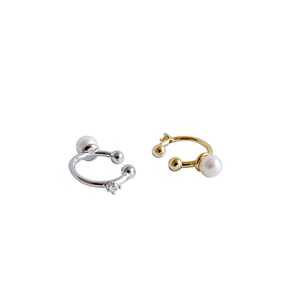 <span class=keywords><strong>Boucle</strong></span> <span class=keywords><strong>d</strong></span>'<span class=keywords><strong>oreille</strong></span> en <span class=keywords><strong>argent</strong></span> sterling 925 avec perle et plaqué or Zicina - Product Image 4