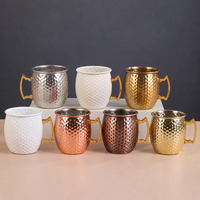 Mug à café ou à vin en acier inoxydable 304 à paroi simple de 18 oz avec logo personnalisé moderne, motif martelé, avec poignée, pour cadeau d'entreprise