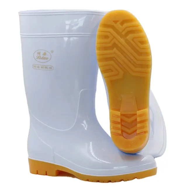 Gumboots de material de pvc branco para botas de chuva da indústria alimentar