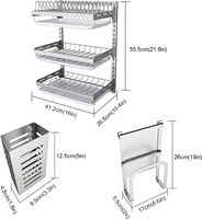 Égouttoir à vaisselle mural en acier inoxydable perforé à 3 niveaux, design personnalisé, avec bac d'égouttement