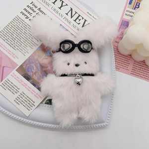 Porte-clés personnalisé en peluche Kawaii chiot aux lunettes noires et blanches, poupée en peluche douce Kpop pour enfants et babysitting - Product Image 3