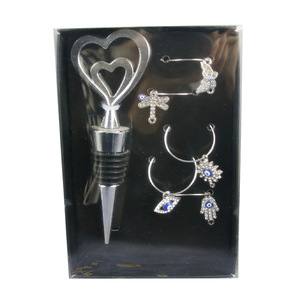 Wine Stopper Set With 5 Glass Rings Metal Reusable Bottle Stopper Halloween Theme Cheers Design - Product Image 2