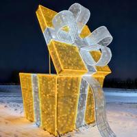 Nouvelle conception, grande boîte cadeau lumineuse de Noël 3D, décoration de Noël commerciale, affichage extérieur, étanche IP65, utilisation en extérieur et en intérieur
