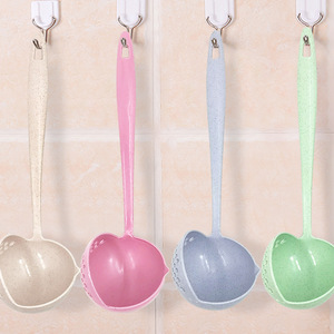 Cuchara coladora de paja de trigo de doble uso, grande y pequeña, de mango largo, para olla caliente, engrosada, cuchara de alta calidad para olla caliente - Product Image 4