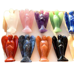 Figura de <span class=keywords><strong>Ángel</strong></span> de Cristal Natural de 2 Pulgadas, Cristal Rosa Tallado en Piedra Semipreciosa, Artículo Artesanal - Product Image 1