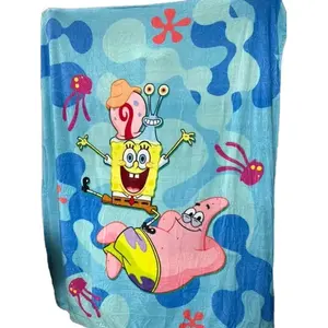 Manta de Bob Esponja, Rectangular, de Poliéster y Algodón, con Estampado de Dibujos Animados, para Uso Doméstico, Tamaño Doble, para las Cuatro Estaciones - Product Image 3