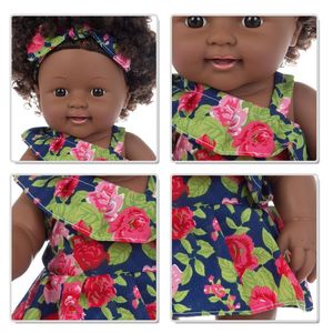 Black Dolls Baby 30 Cm Tall Real Life Look Vinyl Girl Doll Black Skin Dolls Con Afro Hair - Product Image 4