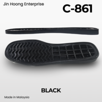 Sendal Wanita Jin Hoong Ringan, Tahan Lama, Anti-Selip, PVC C-861, Sol Tebal 15mm, Warna Hitam, Tahan Air, Buatan Malaysia