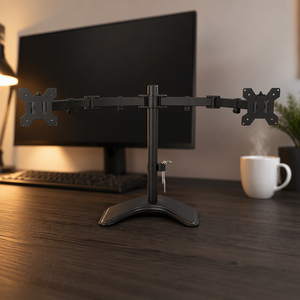 MFS 3202 <strong>Dual</strong> LCD <strong>Monitor</strong> Free Standing Desk <strong>Mount</strong> with Optional Bolt-through Grommet Stand Heavy Duty Fully Adjustable - Product Image 5