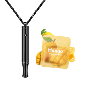 ステンレス鋼の禁煙防止蒸気不安緩和アロマセラピージュエリーエッセンシャルオイル鼻吸入器呼吸ネックレス - Product Image 1