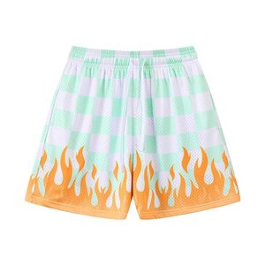 Shorts de basket-ball personnalisés pour <span class=keywords><strong>hommes</strong></span> avec motif flamme, shorts de basket-ball rétro cool, taille <span class=keywords><strong>à</strong></span> cordon de serrage, shorts décontractés - Product Image 1