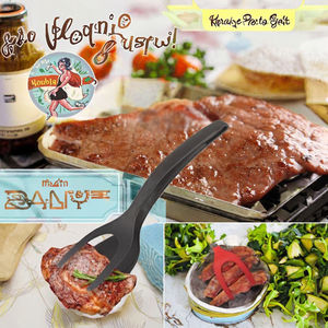 Genius de cuisine à double <span class=keywords><strong>action</strong></span>-<span class=keywords><strong>Pince</strong></span> à aliments en nylon et silicone + Flipper à œufs/steak - Product Image 3