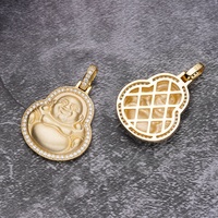 Hip Hop bijoux 2022 glacé cubique Zircon diamant plaqué or laboratoire maille polissage bouddha pendentif pour hommes
