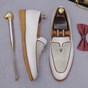 Men's genuine leather casual white formal loafers with minimalist design, pointed toe, top-grain cowhide men's <b>style</b> <b>shoes</b> - Product Image 3