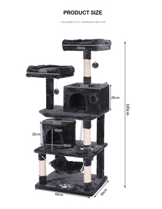 Vila Kucing Mewah Tiga Lapis Rumah Pohon Kucing Kayu Tempat Tidur Besar Pohon Xxl untuk Kucing Besar - Product Image 6