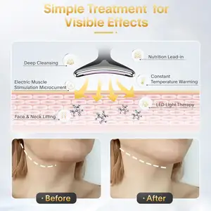 NEW Micro-current Heat Vibration Skin Tighten Massager Wrinkle Remover 7 Led Light Therapy Face Neck Lifting Beauty Instrument