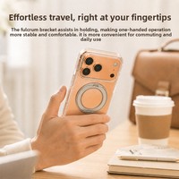Coque de téléphone transparente en PC avec anneau magnétique et béquille pour iPhone 18/17/16/15/14, avec pare-chocs rigide résistant aux chutes et cadre d'objectif détachable