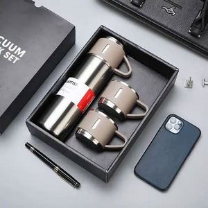 304 Stainless Steel Insulated <b>Cup</b> Set One <b>Cup</b> Three Lids Personalized Gift <b>Cup</b> for New Year Double-layer Large Capacity Water - Product Image 3