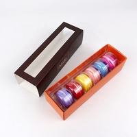 Boîte d'emballage en papier personnalisée pour 6 paquets de macarons, avec tiroir coulissant et inserts, pour pâtisseries, desserts, biscuits, emballage de vente au détail