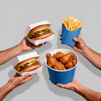 Boîte en papier alimentaire biodégradable sur mesure pour sandwich, poulet frit, pizza, salade, stade de football