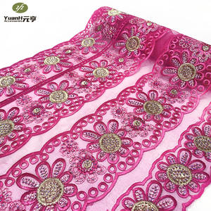 Tissu à coudre coloré de haute qualité 30cm <span class=keywords><strong>DMC</strong></span> strass Organza ensemble broderie dentelle garniture pour robe - Product Image 3