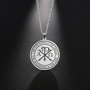 Myshape Chi Rho Colar Grego Ortodoxo Alfa Pingente Proteção Ore Religioso Presente Cristão Jóias De Aço Inoxidável - Product Image 2