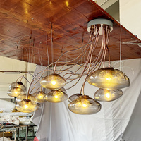 Lustres créatifs en forme de branche en verre clair design moderne chambre à coucher salle à manger suspension LED dorée