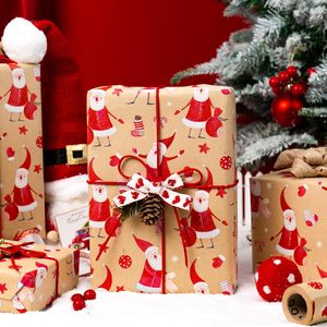 Kraft Christmas Wrapping <b>Paper</b> Santa <b>Pattern</b> 17 In X 33 Ft Recyclable Gift Packaging <b>Paper</b> - Product Image 2