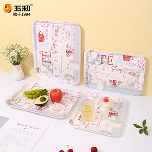 Five Harmony <b>Tea</b> Time <b>Tray</b> Rectangular Melamine Unbreakable Household Serving <b>Tray</b> For Home Living Room Use - Product Image 2